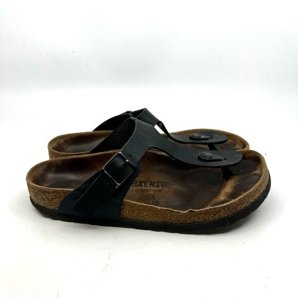 Birkenstock Gizeh Black Leather Sandals Women's 6 US - Picture 3 of 9